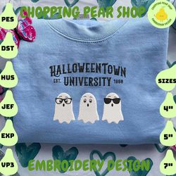 halloween town university embroidery design, hello spooky embroidery file, spooky halloween embroidery design