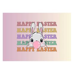 cute bunny rabbit bubblegum png, happy easter stacked cute bunny rabbit printable, easter png, easter bunny png, retro e