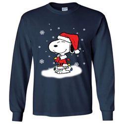 snoopy holding woodstock snowball christmas long shirt