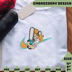anime embroidered sweatshirt, nike x chainsaw man embroidered sweatshirt, anime embroidered crewneck, brand anime embroidered hoodie, anime gift, embroidered gift