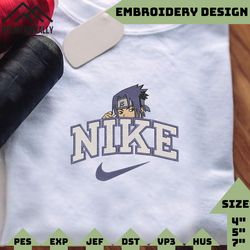inspired anime embroidered sweatshirt, nike x sasuke naruto embroidered sweatshirt, brand anime embroidered hoodie, inspired anime embroidered crewneck, anime embroidered gift