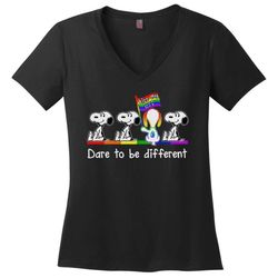 snoopy kiss my ass dare to be different ladies v-neck
