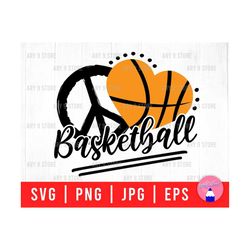 peace love basketball svg png eps jpg files | basketball lover svg files | basketball mom svg files for diy t-shirt, sticker, mug, gifts