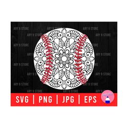 baseball mandala svg png eps jpg files | mandala baseball svg | baseball women svg files for diy t-shirt, sticker, mug, gifts