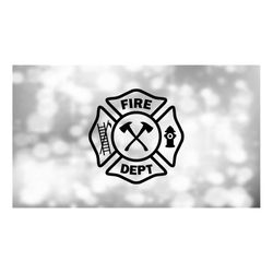shape clipart: black easy firefighter maltese cross fire department logo with hook, ladder, fire hydrant, axes - digital