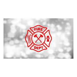 shape clipart: red easy firefighter maltese cross fire department logo with hook, ladder, fire hydrant, axes - digital d