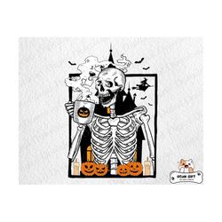 halloween skeleton drink coffee png, happy halloween png, halloween skeleton png, halloween pumpkin for sublimation