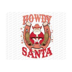 howdy santa png, cowboy santa christmas png, western christmas png, santa claus png, western horseshoe country christmas winter holiday