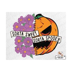 sorta sweet sorta spooky png, halloween pumpkin png, retro floral png, happy halloween png, halloween vibes png, pumpkin spooky season png