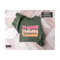 custom teacher sweatshirt, retro teacher hoodie, back to school gift, teacher appreciation gift, cool teacher crewneck