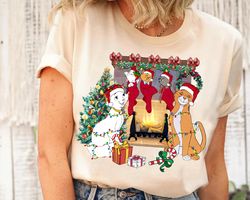 disney the aristocats christmas lights and tree shirt, marie duchess toulouse berlioz thomas xmas, disneyland matching c