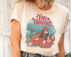 disney the fox and the hound vintage classic poster tshirt, magic kingdom, disneyland family matching shirts, walt disne