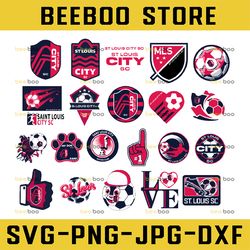 23 files mls logo st. louis city sc svg football team bundle svg, sport svg, football svg, soccer svg, soccer player svg