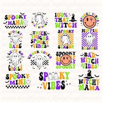 retro halloween svg bundle, halloween svg, groovy halloween sublimation designs, hippie halloween svg, spooky svg, retro