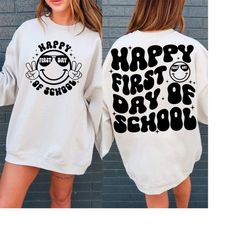 happy first day of school svg, back to school svg, 1st day of school, retro teacher back to school shirt, teacher svg, d