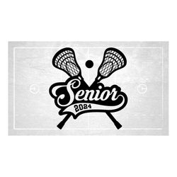 educational clipart: black lacrosse sticks w/ cutout word 'senior' and date of '2024' on-larendarollins