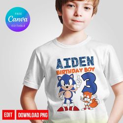 editable sonic birthday shirt any age png instant download