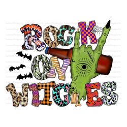 Rock on Witches  Png, Happy Halloween Png, Spooky Png, Halloween Png, Leopard, Witches,Trick or Treat,Digital Download,S