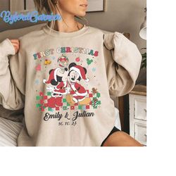 custom mickey minnie just married comfort colors shirt, disney husband wife shirt, mr and mrs disney christmas shirt, xm