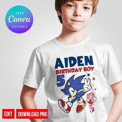 editable sonic birthday shirt any age png instant download