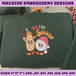 winter season embroidery machine design, retro christmas 2023 quotes embroidery design, tis the season embroidery file