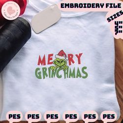 merry christmas green monster embroidery design, happy christmas embroidery machine file, movie christmas embroidery design for shirt, christmas 2023 embroidery file