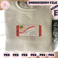 merry xmas 2023 embroidery machine design, christmas train embroidery machine design, the polar express embroidery file