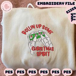 christmas embroidery designs, rolling up some christmas spirit, merry xmas embroidery designs, bad bunny embroidery files
