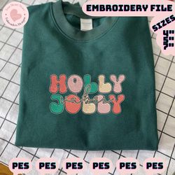 retro christmas embroidery designs, holly jolly vibes designs , merry christmas embroidery, winter embroidery files