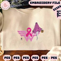 halloween cancer awareness embroidery design, breast cancer pink ghost halloween cancer embroidery machine file, pink ghost embroidery file