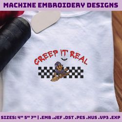 creep it real embroidery, halloween embroidery designs, spooky retro embroidery, retro halloween, digital download