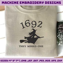 halloween witch characters embroidery design, witches 1692 they missed one halloween witch sister embroidery machine design, horror witches embroidery file