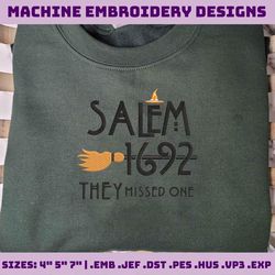 halloween witches embroidery machine design, salem city est 1692 embroidery design, oops missed one embroidery file