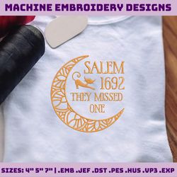 retro salem 1692 embroidery design, they missed one embroidery machine design, halloween witches embroidery file