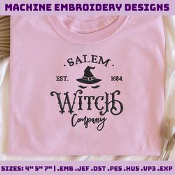 salem witch company embroidery design, salem city est 1692 embroidery file, halloween witch embroidery machine file