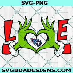 grinch hands love tennessee titans svg, tennessee titans logo svg, christmas football svg