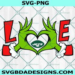 grinch hands love new york jets svg, new york jets logo svg, christmas football svg