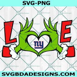 grinch hands love new york giants svg, new york giants logo svg, christmas football svg