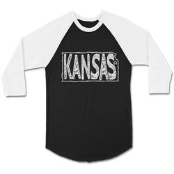 state of kansas unisex 3/4 sleeve baseball tee t-shirt