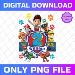 paw patrol birthday boy cartoon customized png file,  birthday custom name and age png digital file birthday png, printa