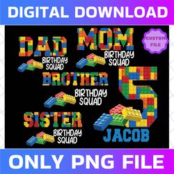 family matching building block birthday png, block toy personalized name and age birthday lego png, digital download