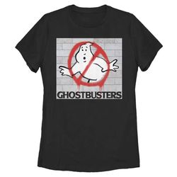 subway ghost graffiti &8211 ghostbusters  black t-shirt, women&8217s