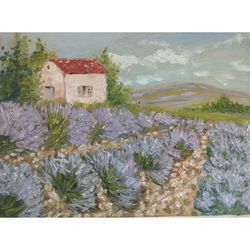 lavender fields oil painting landscape provence artwork