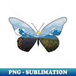 minimalistic paper craft digital art - mountain landscape butterfly - vintage sublimation png download - create with confidence