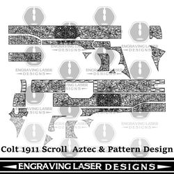 engraving laser designs colt 1911 scroll aztec & pattern design