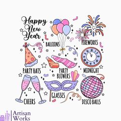 happy new year 2024, disco ball new year svg, trendy 2024 png, christmas shirt design, happy new year gift png, trendy p