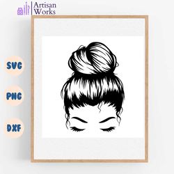 messy bun svg png, messy bun cricut,hair svg, girl with lashes svg, messy bun face svg, eyelashes,mum lashes,mum messy