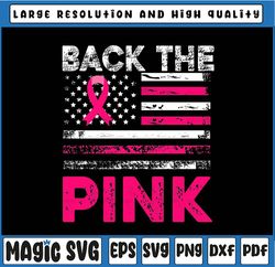 back the pink ribbon flag svg, breast cancer warrior svg, cancer awareness png, digital download