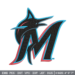 miami marlins logo embroidery, mlb embroidery, sport embroidery, logo embroidery, mlb embroidery design.