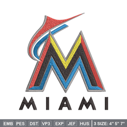 miami marlins logo embroidery, mlb embroidery, sport embroidery, logo embroidery, mlb embroidery design